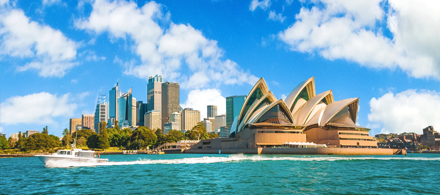 Horizonte da cidade de Sydney (Austrália) com a Ópera House